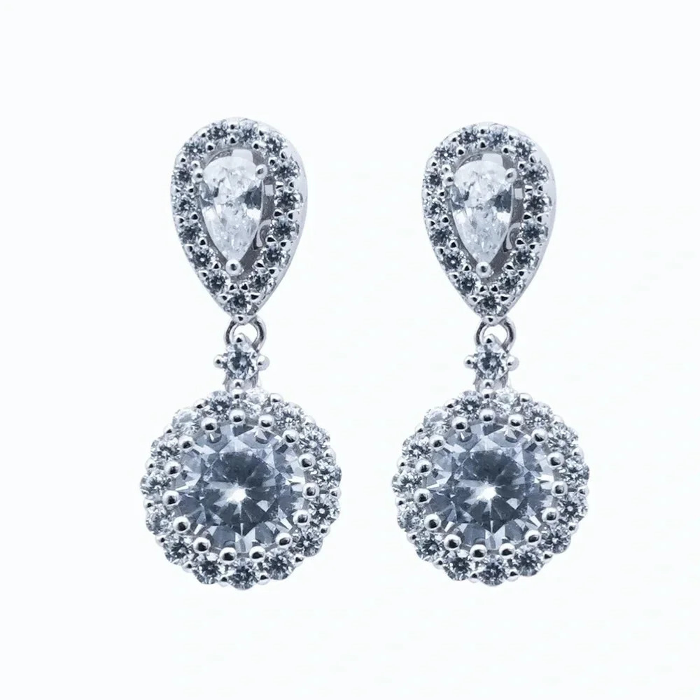 Nwt Sterling Silver 2 Carat Womens Teardrop Earrings